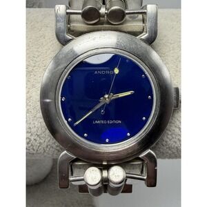 Android Limited Edition Mens Hinged Cuff Watch New Battery 35MM 7" Blue‎ Dial